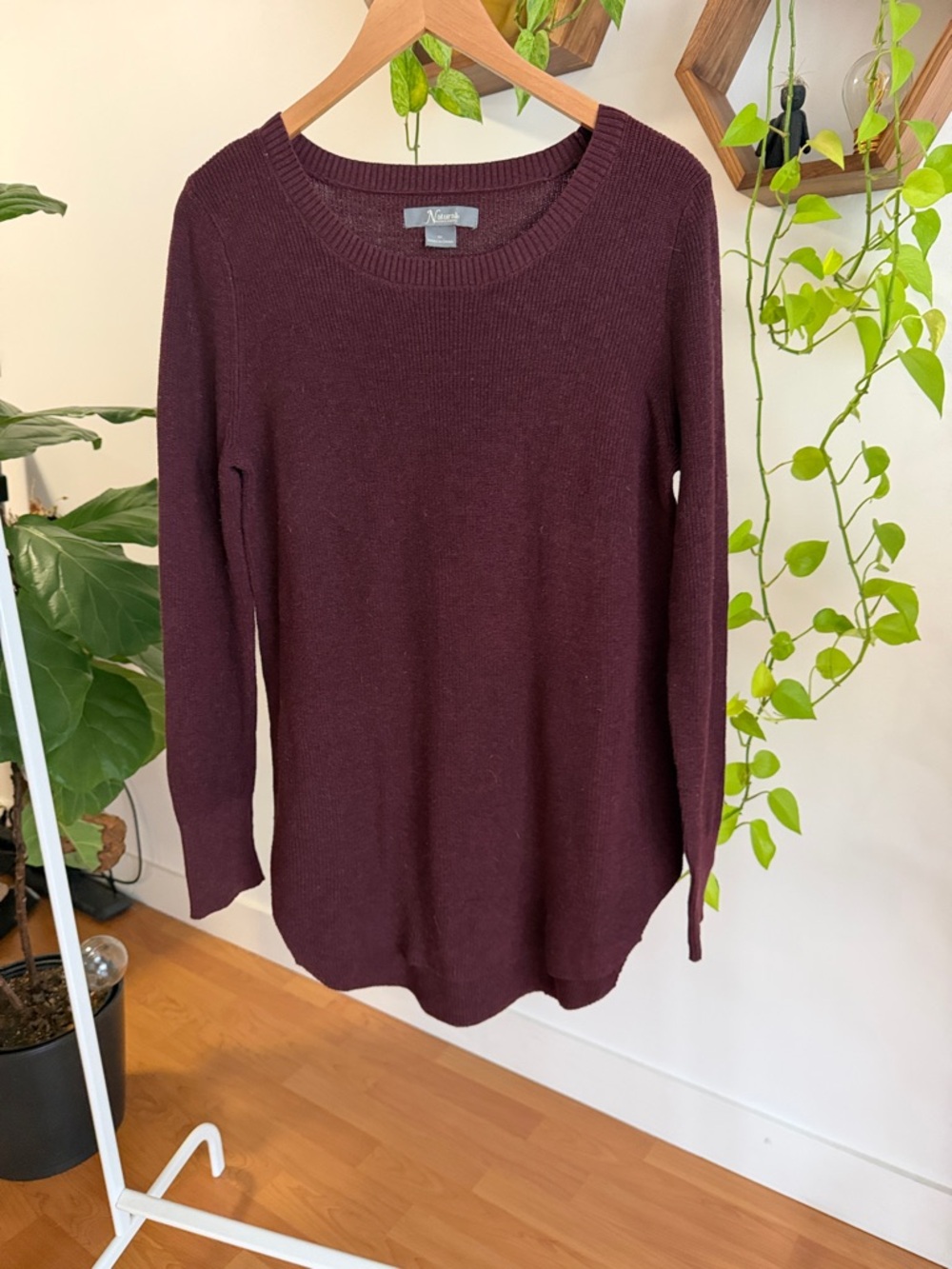 Natural Reflections Women's Scoop Neck Sweater - Deep Wine